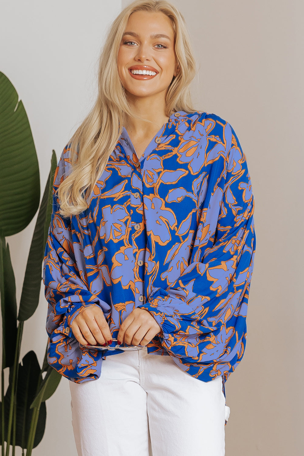 Alyssa Floral Buttoned Loose Fit Shirt-2